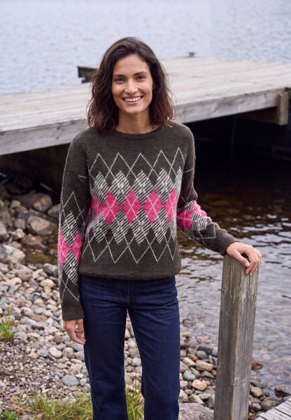 Federgarn Pullover mit Argyle-Muster truffle brown Bild 6