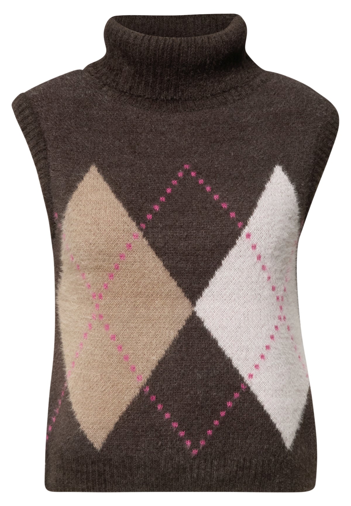Pullunder mit Kragen und Argyle-Muster truffle brown Bild 1