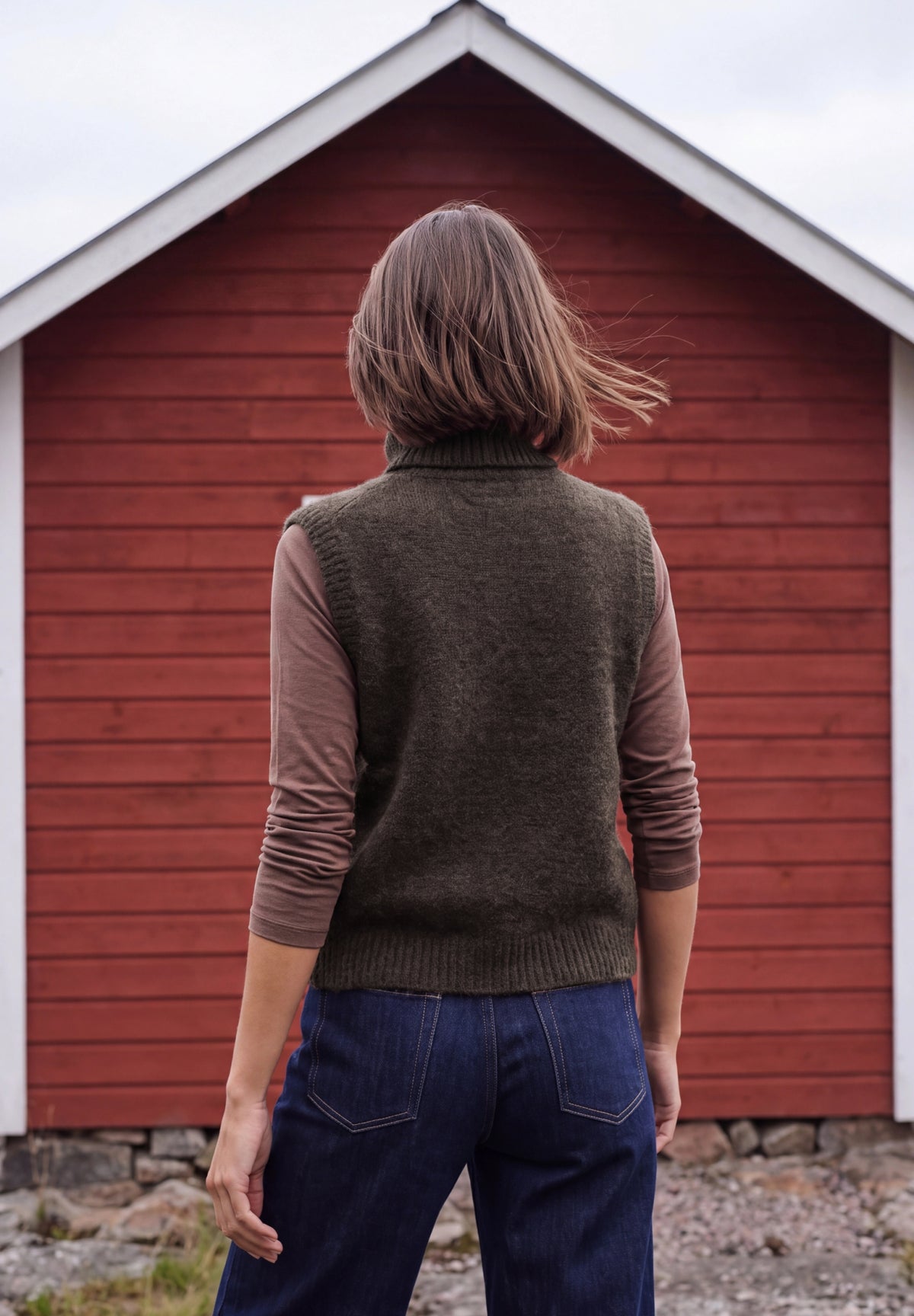 Pullunder mit Kragen und Argyle-Muster truffle brown Bild 4