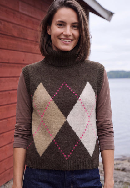 Pullunder mit Kragen und Argyle-Muster truffle brown Bild 6