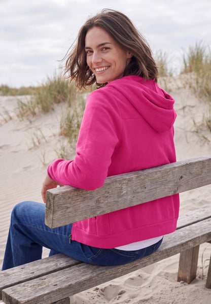 Langarm Fleece Jacke mit Kapuze pink flash Bild 4