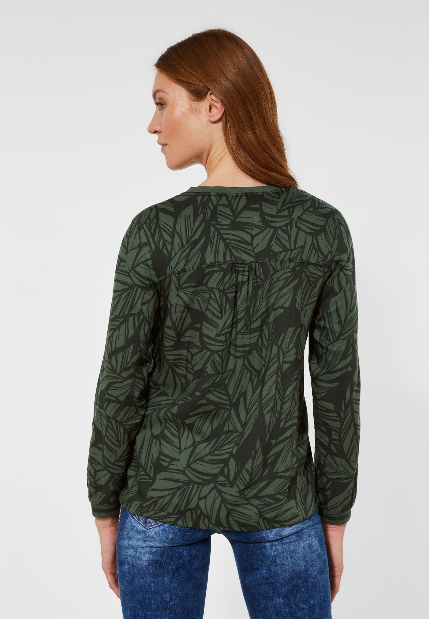 Blouse with leaf print