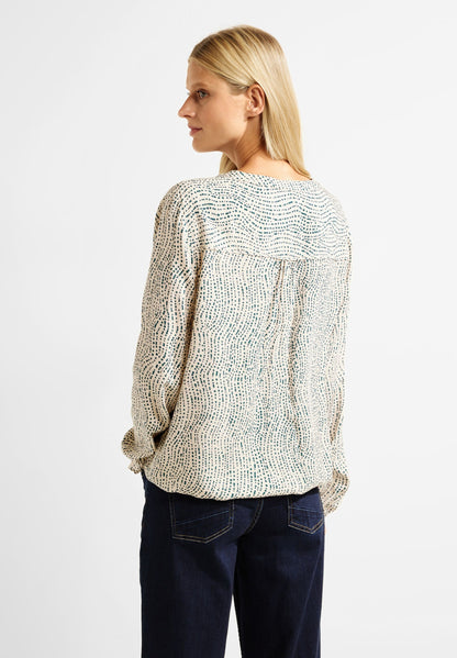 Print blouse with smock detail