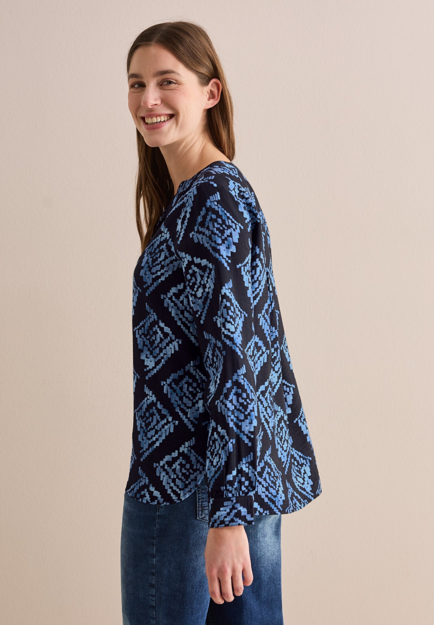TOS Printed Splitneck Blouse universal blue Bild 3