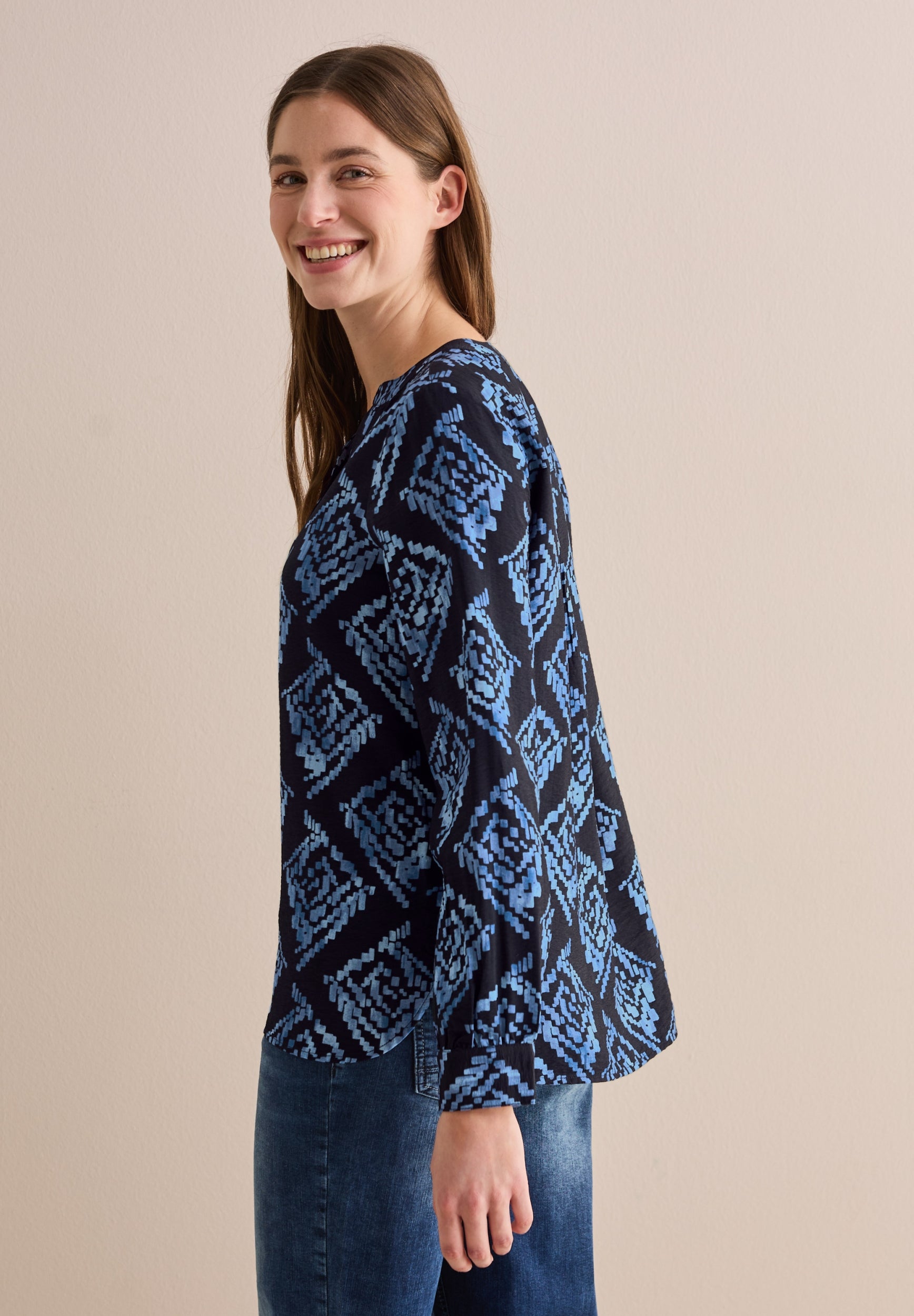 TOS Printed Splitneck Blouse universal blue Bild 3