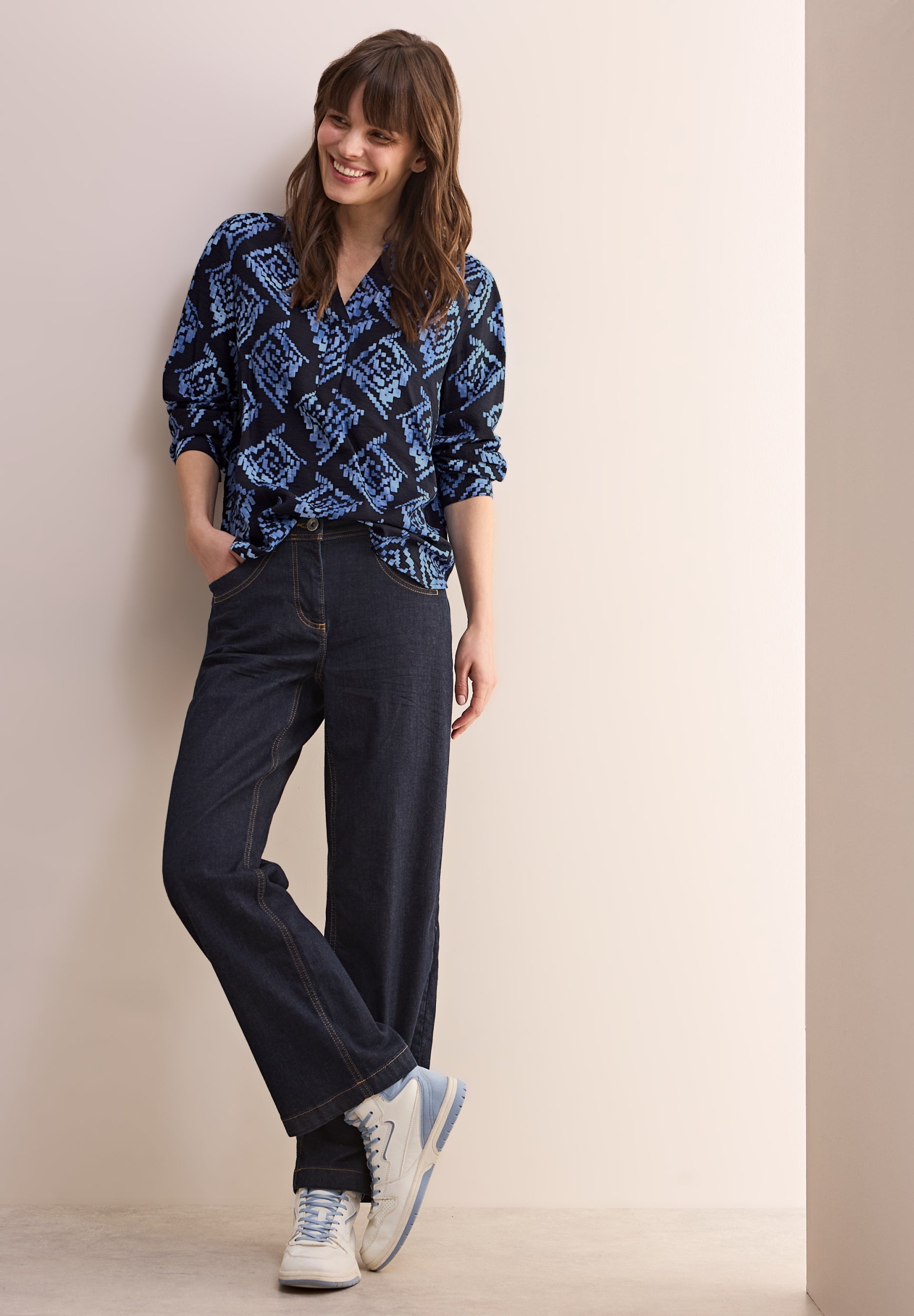 TOS Printed Splitneck Blouse universal blue Bild 7