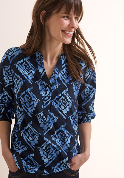 TOS Printed Splitneck Blouse universal blue Bild 9