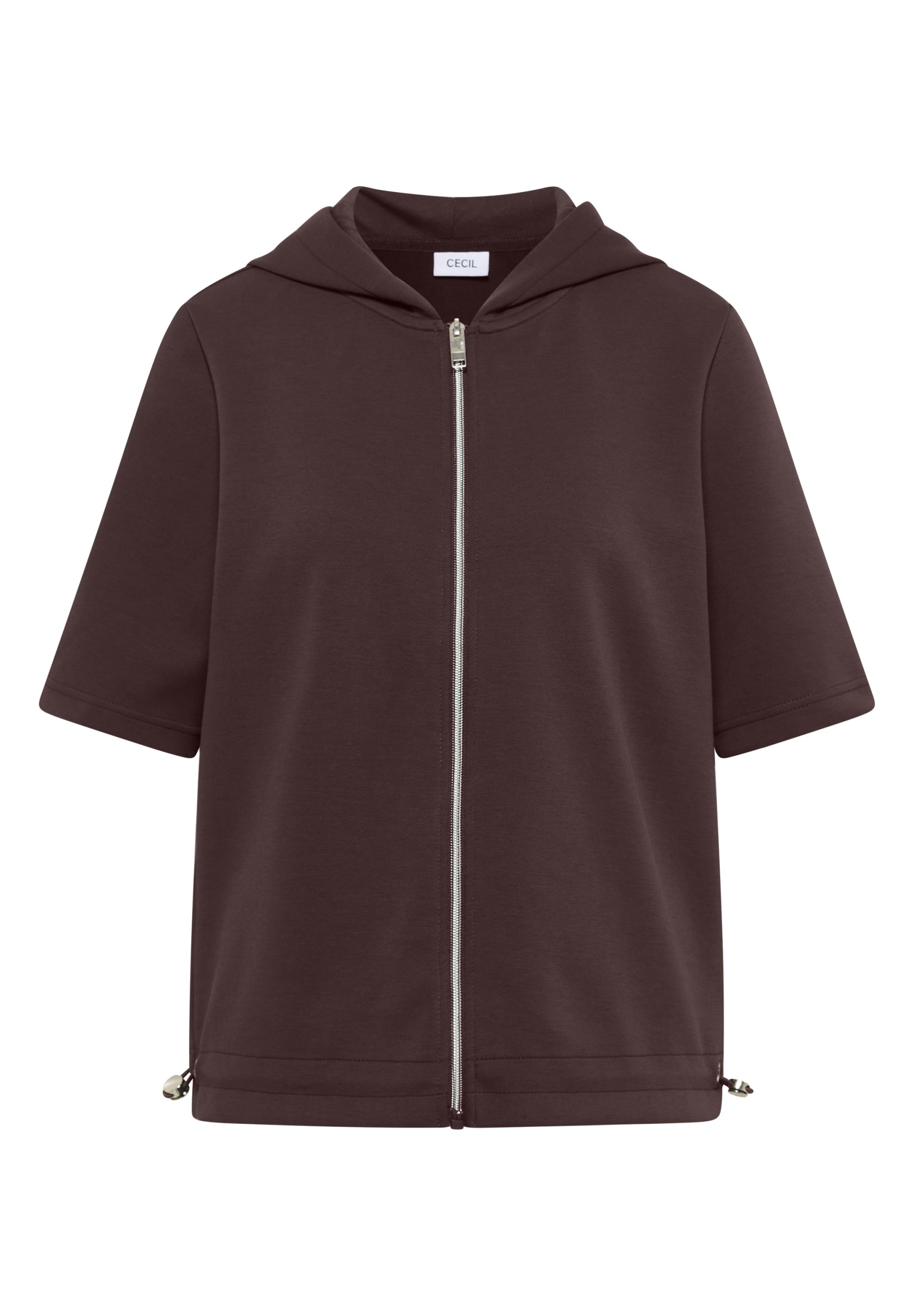 Kapuzenjacke mit seitlcihen Tunnelzügen brown cacao Bild 1