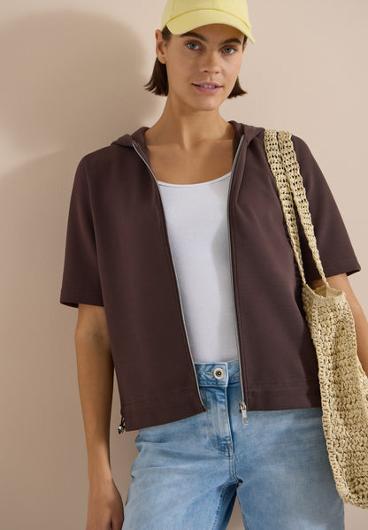 Kapuzenjacke mit seitlcihen Tunnelzügen brown cacao Bild 3