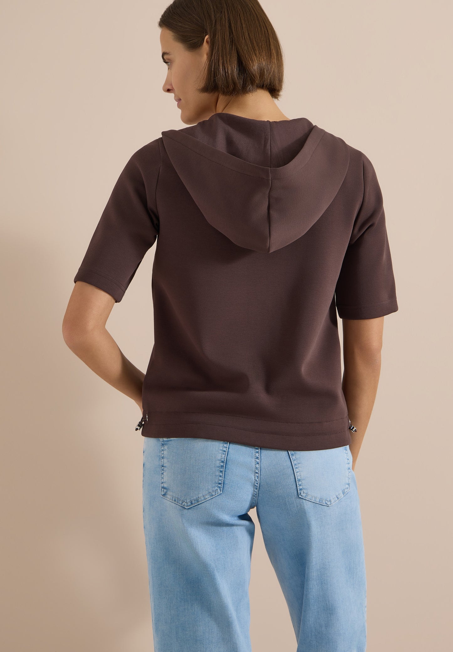 Kapuzenjacke mit seitlcihen Tunnelzügen brown cacao Bild 4