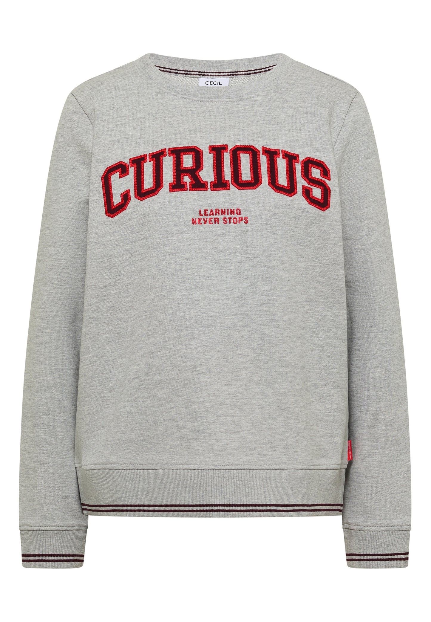 Sweatshirt mit Rundhals und Stickerei light grey melange Bild 1