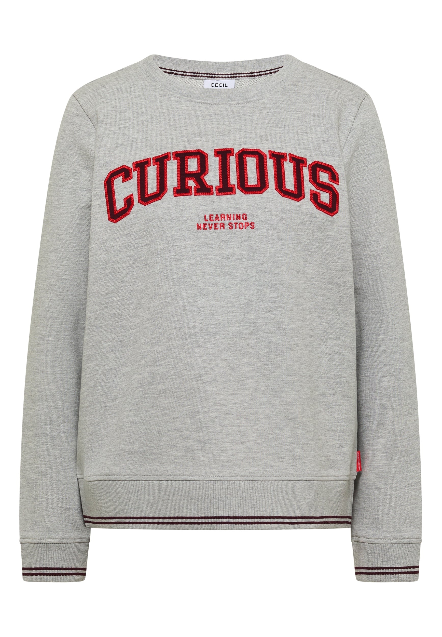 Sweatshirt mit Rundhals und Stickerei light grey melange Bild 1