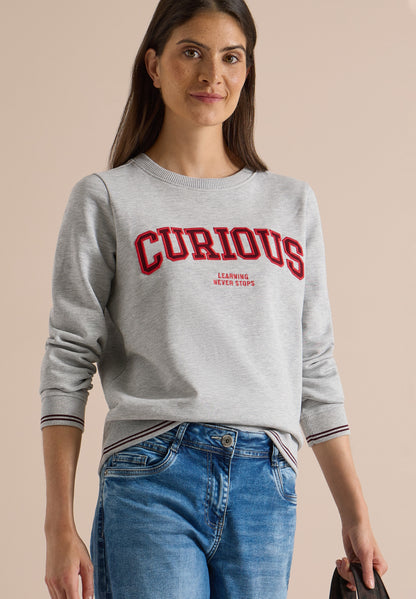 Sweatshirt mit Rundhals und Stickerei light grey melange Bild 3