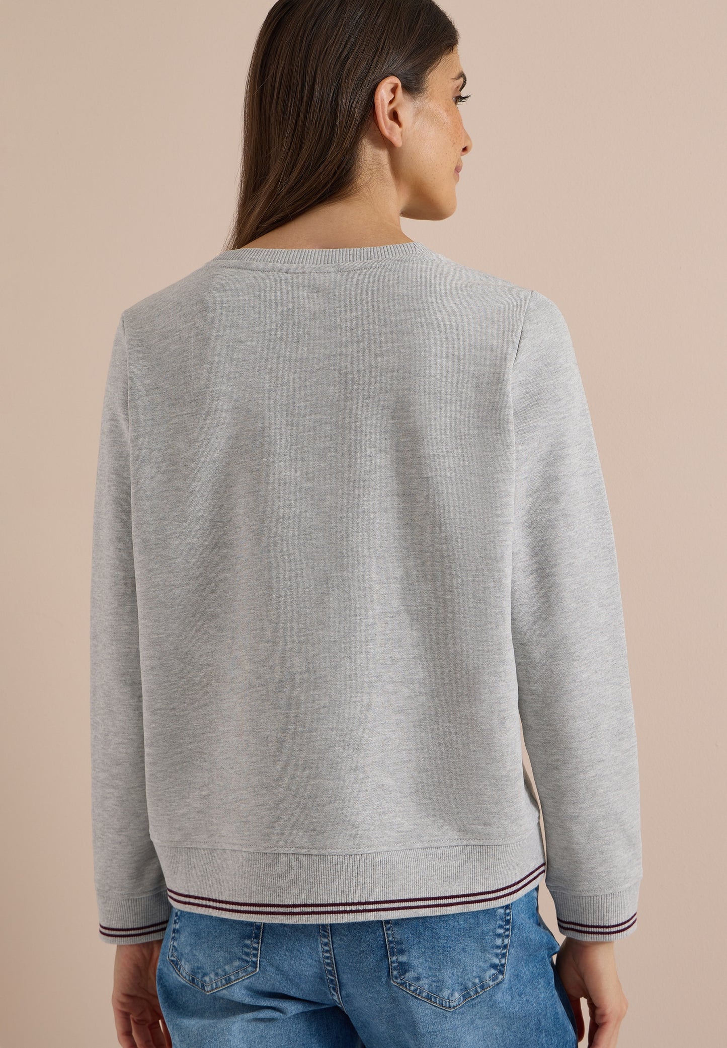 Sweatshirt mit Rundhals und Stickerei light grey melange Bild 4