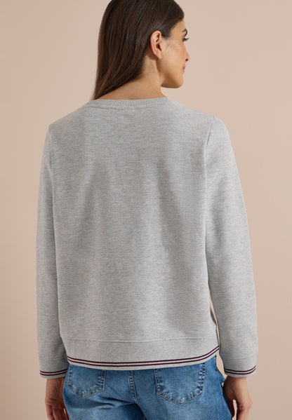 Sweatshirt mit Rundhals und Stickerei light grey melange Bild 4
