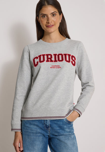 Sweatshirt mit Rundhals und Stickerei light grey melange Bild 7