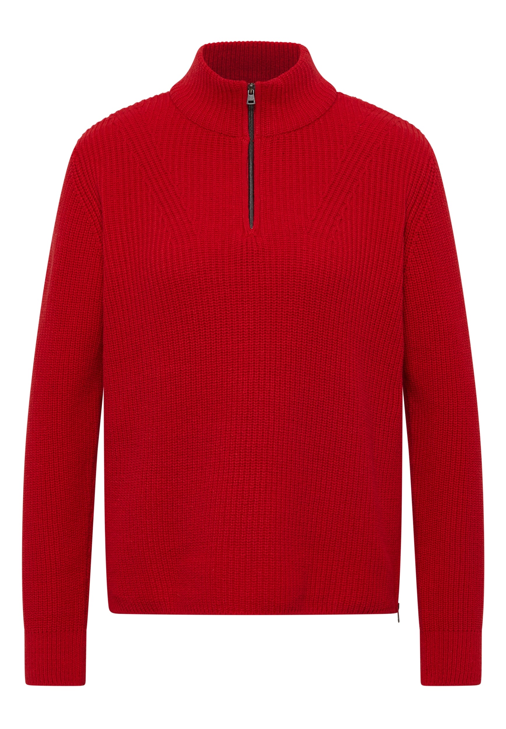 Langarm Pullover mit Stehkragen und Zipper flame red Bild 1