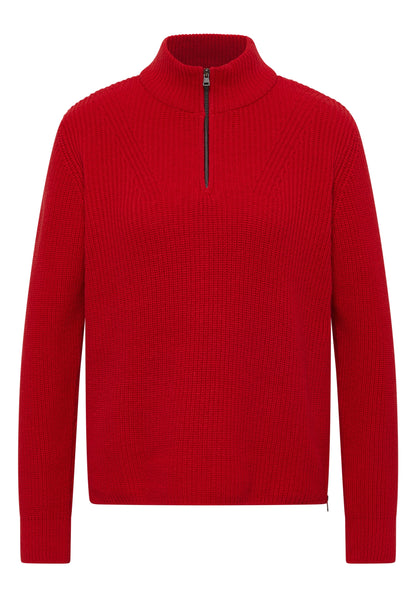 Langarm Pullover mit Stehkragen und Zipper flame red Bild 1