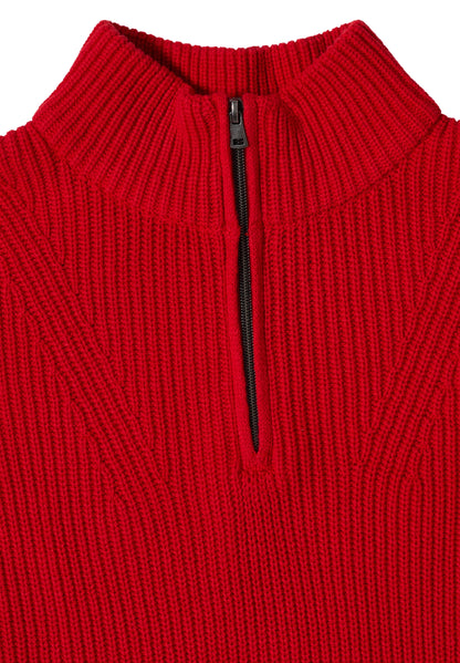 Langarm Pullover mit Stehkragen und Zipper flame red Bild 2