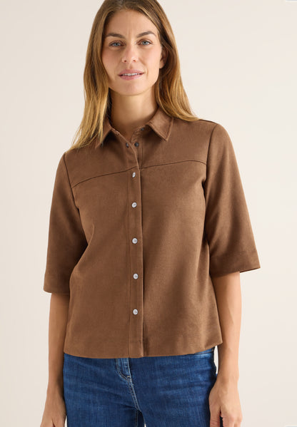 Velours Blouse mocha caramel Bild 5