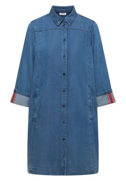 Washed Denim Look Dress mid blue wash Bild 1