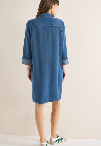 Washed Denim Look Dress mid blue wash Bild 4