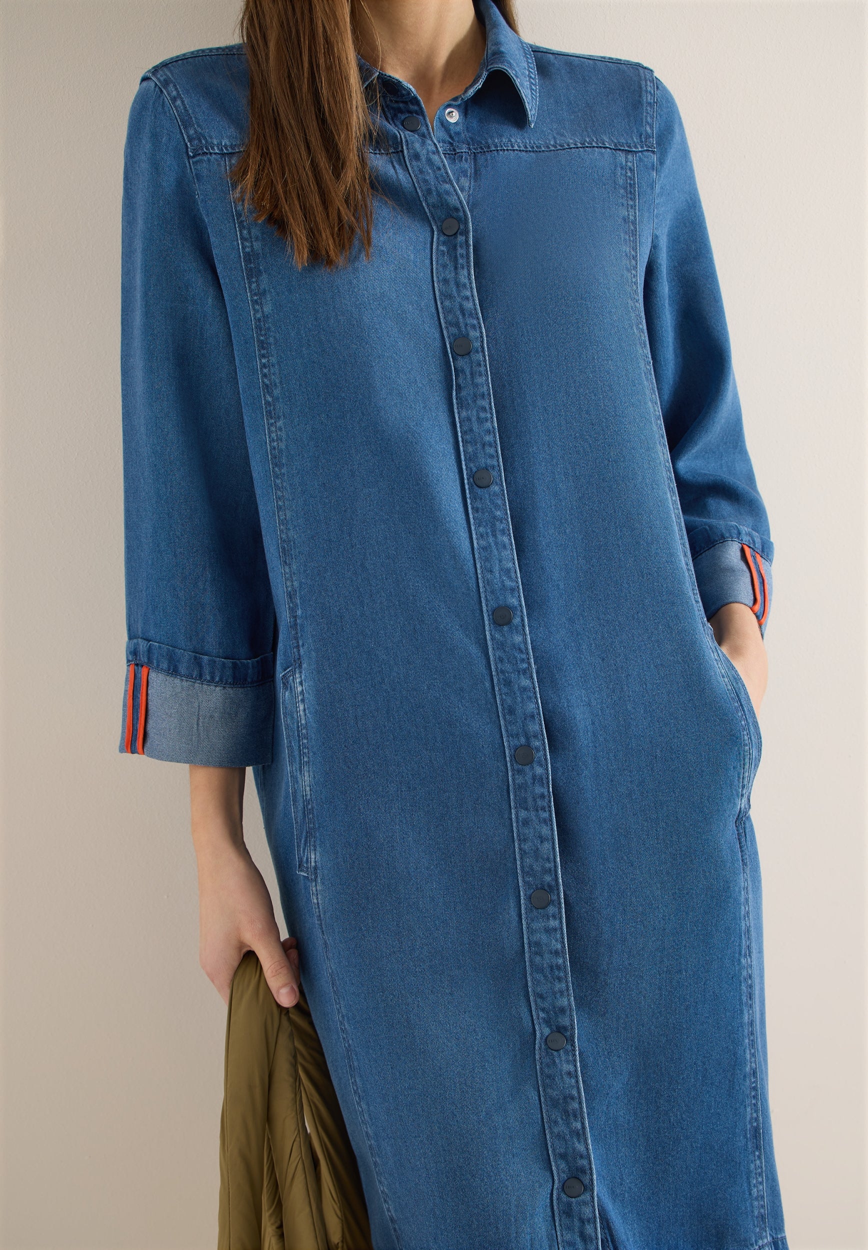 Washed Denim Look Dress mid blue wash Bild 5