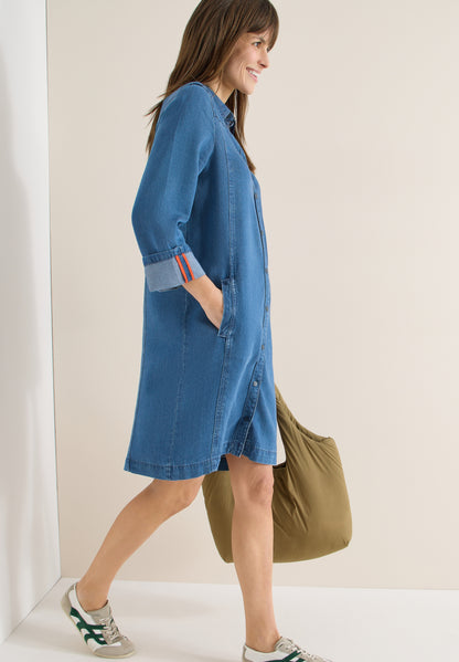 Washed Denim Look Dress mid blue wash Bild 6