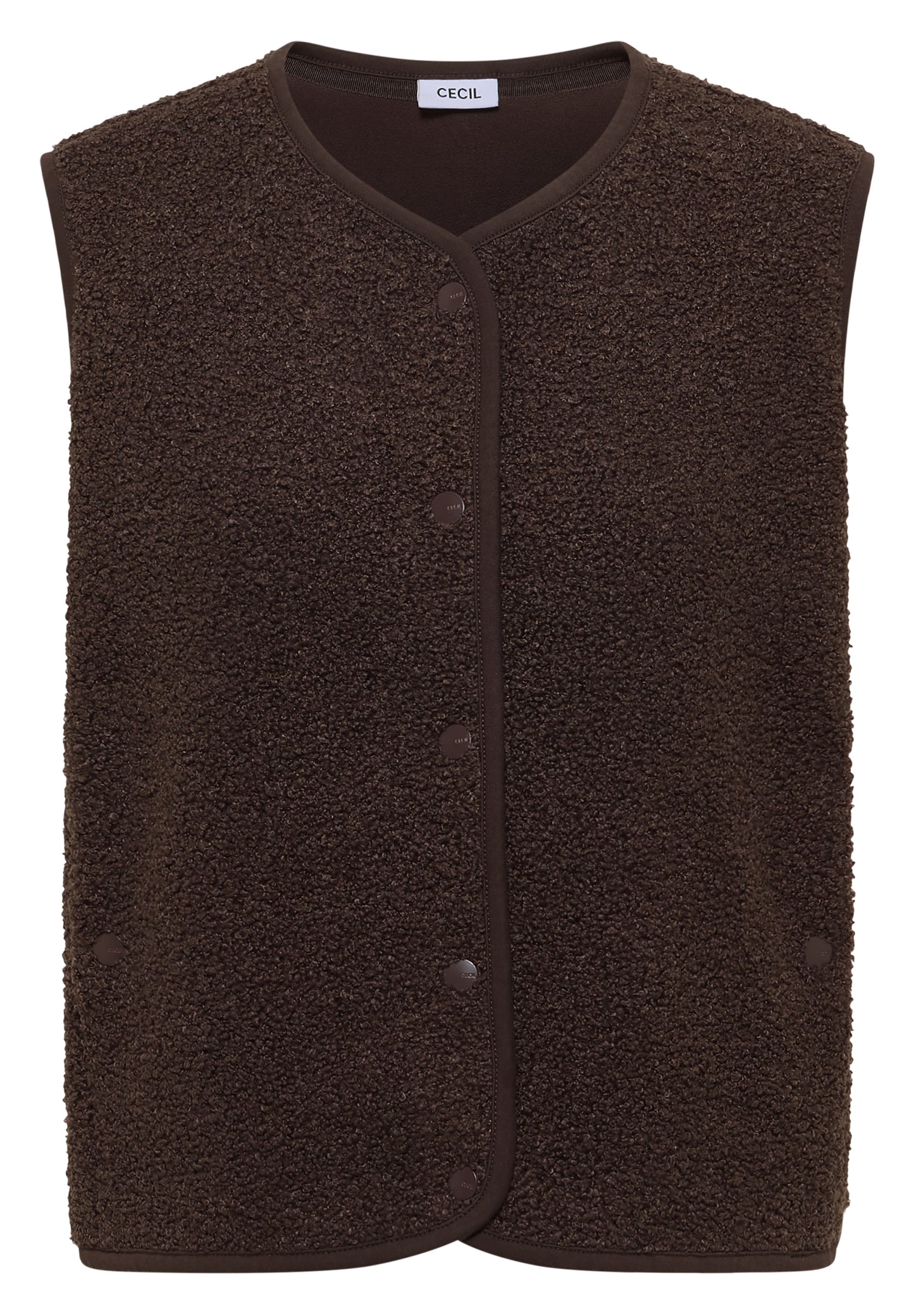 Weste aus Teddy-Material mit Rundhals macchiato brown Bild 1