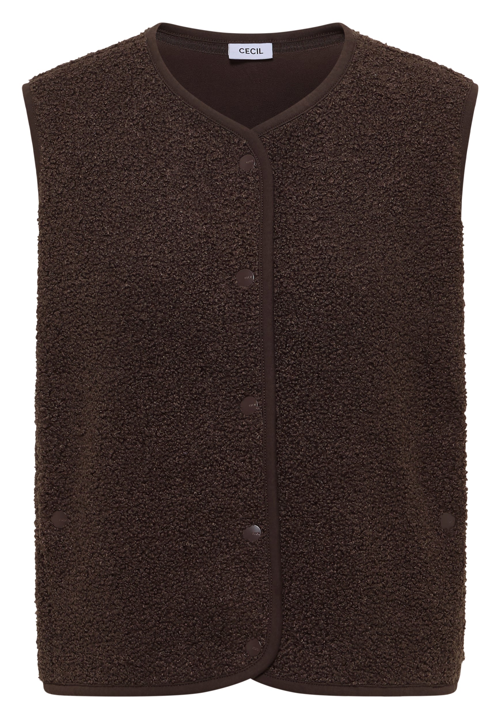 Weste aus Teddy-Material mit Rundhals macchiato brown Bild 1
