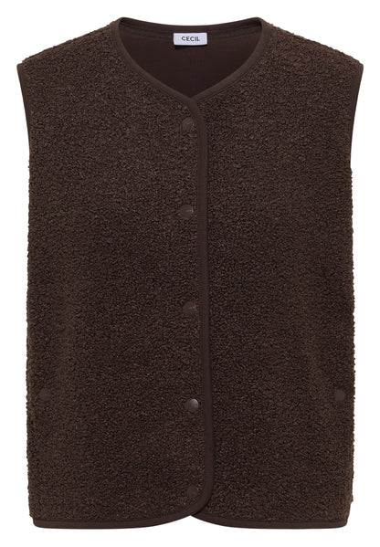 Weste aus Teddy-Material mit Rundhals macchiato brown Bild 1