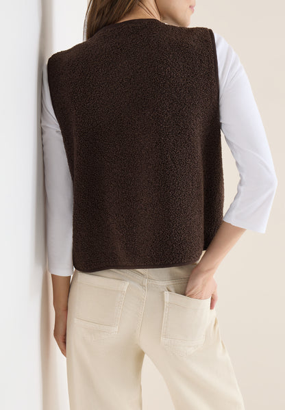 Weste aus Teddy-Material mit Rundhals macchiato brown Bild 4