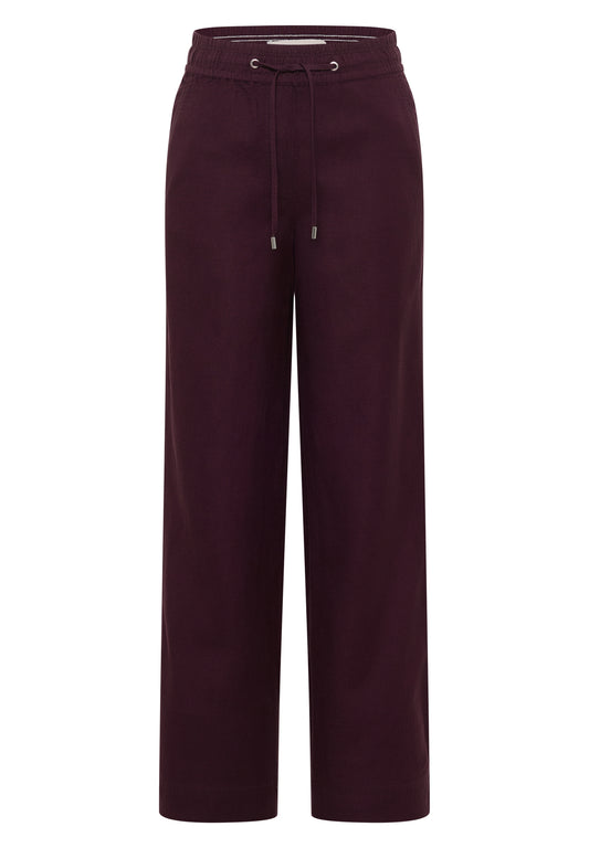 Wide Leg Hose im Loose Fit aus Leinenmix rich burgundy Bild 1