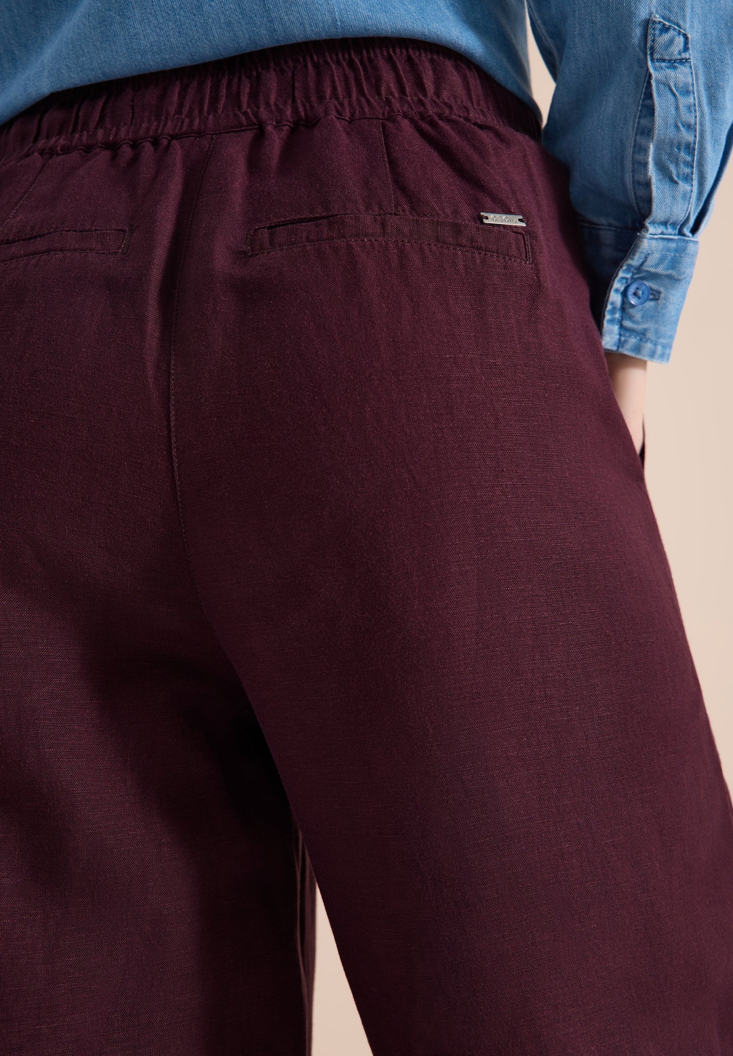 Wide Leg Hose im Loose Fit aus Leinenmix rich burgundy Bild 7