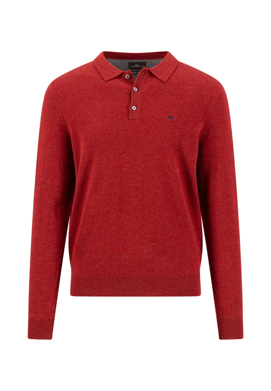 Polo, Longsleeve, Merino Cashmere brick Bild 1