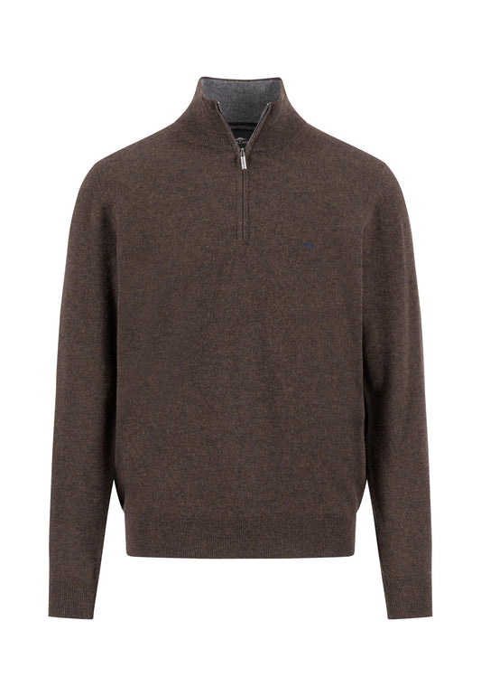 Troyer-Zip, Merino Cashmere dark chocolate Bild 1
