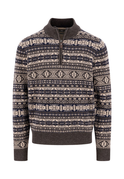 Zip Troyer, Jacquard, Lambswool*RWS dark chocolate Bild 1