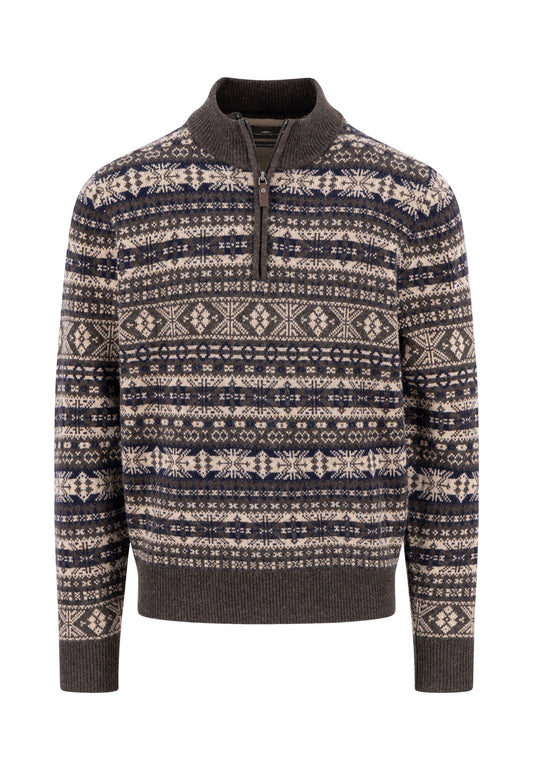 Zip Troyer, Jacquard, Lambswool*RWS dark chocolate Bild 1