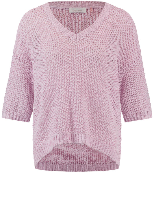 3/4 Arm Pullover mit V-Ausschnitt POWDER PINK Bild 1