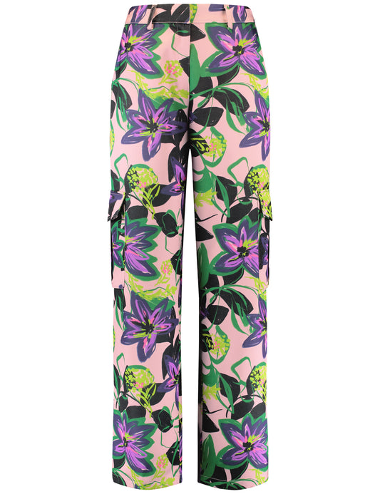 Cargohose mit floralem Dessin LILA/PINK/GRUEN DRUCK Bild 1