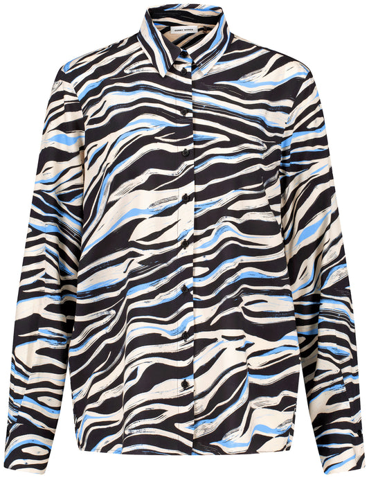 Fließende Hemdbluse BLACK/BLUE/CREAM PRINT Bild 1