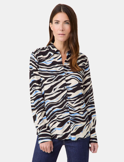 Fließende Hemdbluse BLACK/BLUE/CREAM PRINT Bild 3