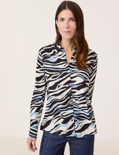 Fließende Hemdbluse BLACK/BLUE/CREAM PRINT Bild 5