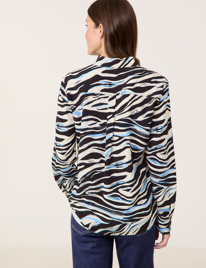 Fließende Hemdbluse BLACK/BLUE/CREAM PRINT Bild 8