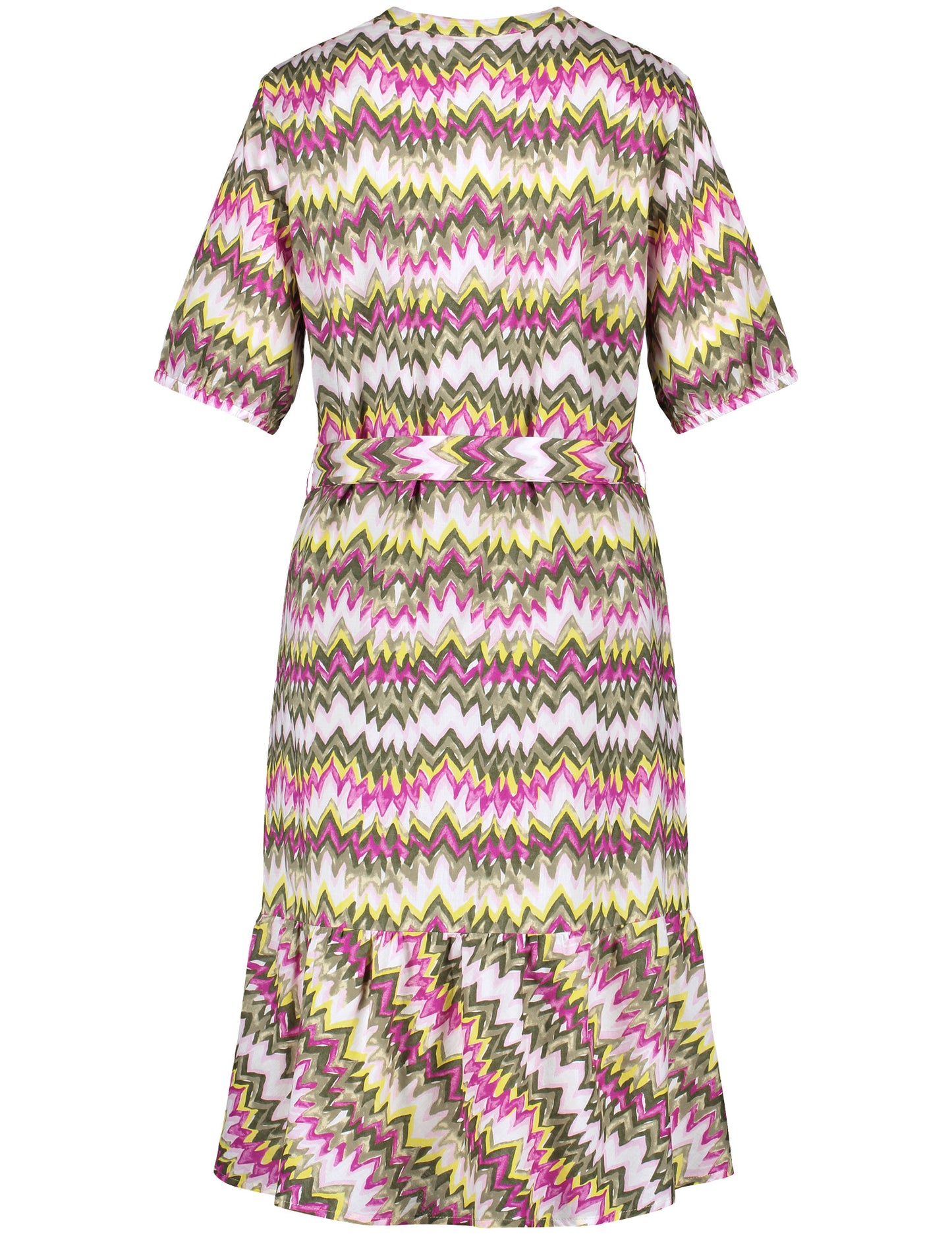 Gemustertes A-Linien-Kleid mit Bindegürtel GRUEN/LILA/PINK DRUCK Bild 2
