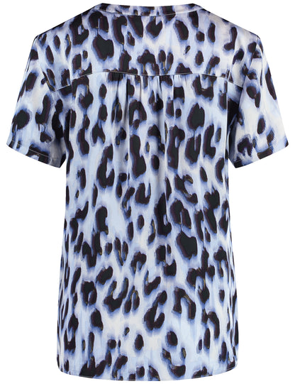 Gemustertes Blusenshirt mit Falten BLUE/BLACK LEO PRINT Bild 2