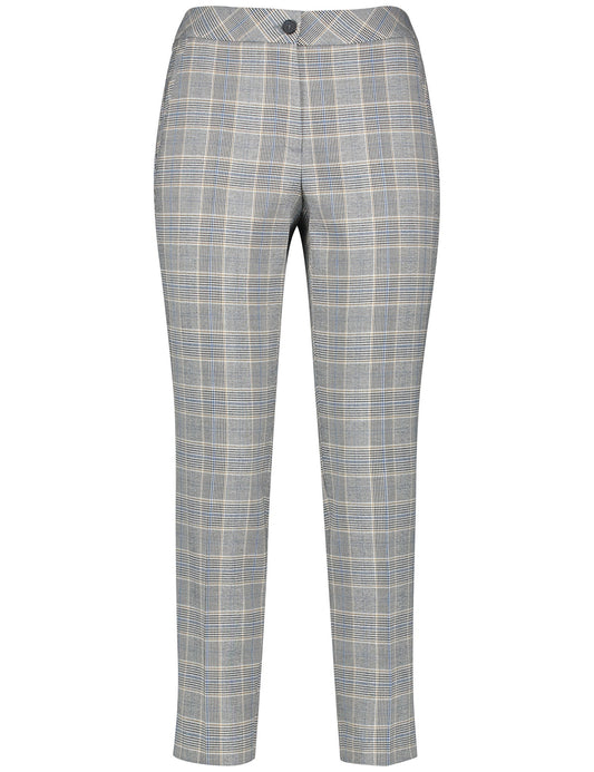 HOSE FREIZEIT VERKUE INDIGO OFFWHITE GELB KARO Bild 1