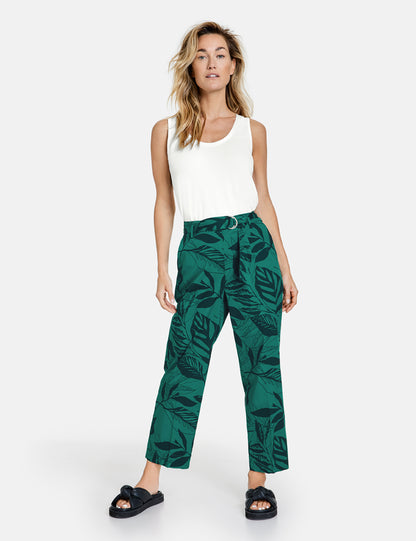 Leaf print trousers