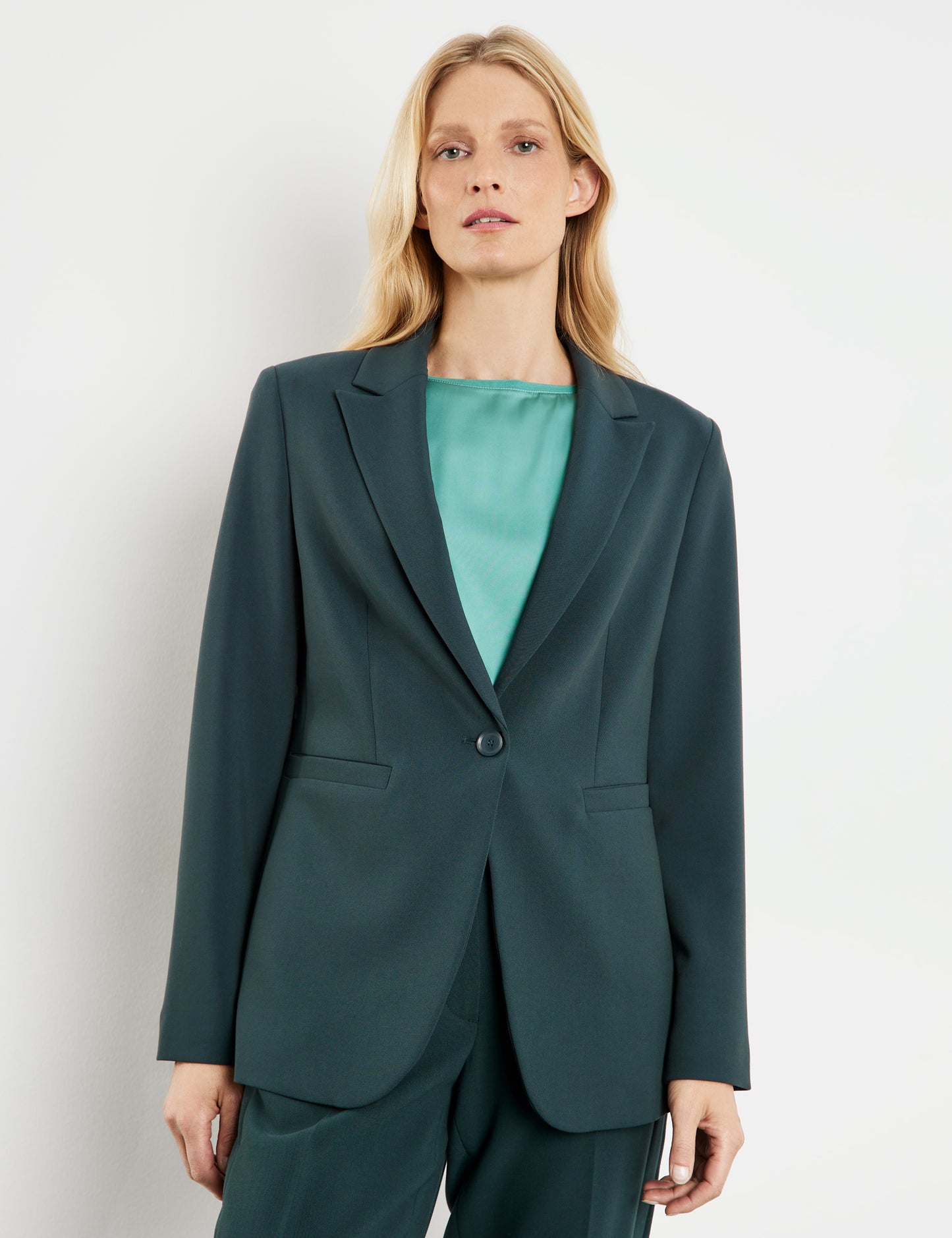 Klassischer Blazer mit Bewegungsschlitz GREEN TEAL Bild 5