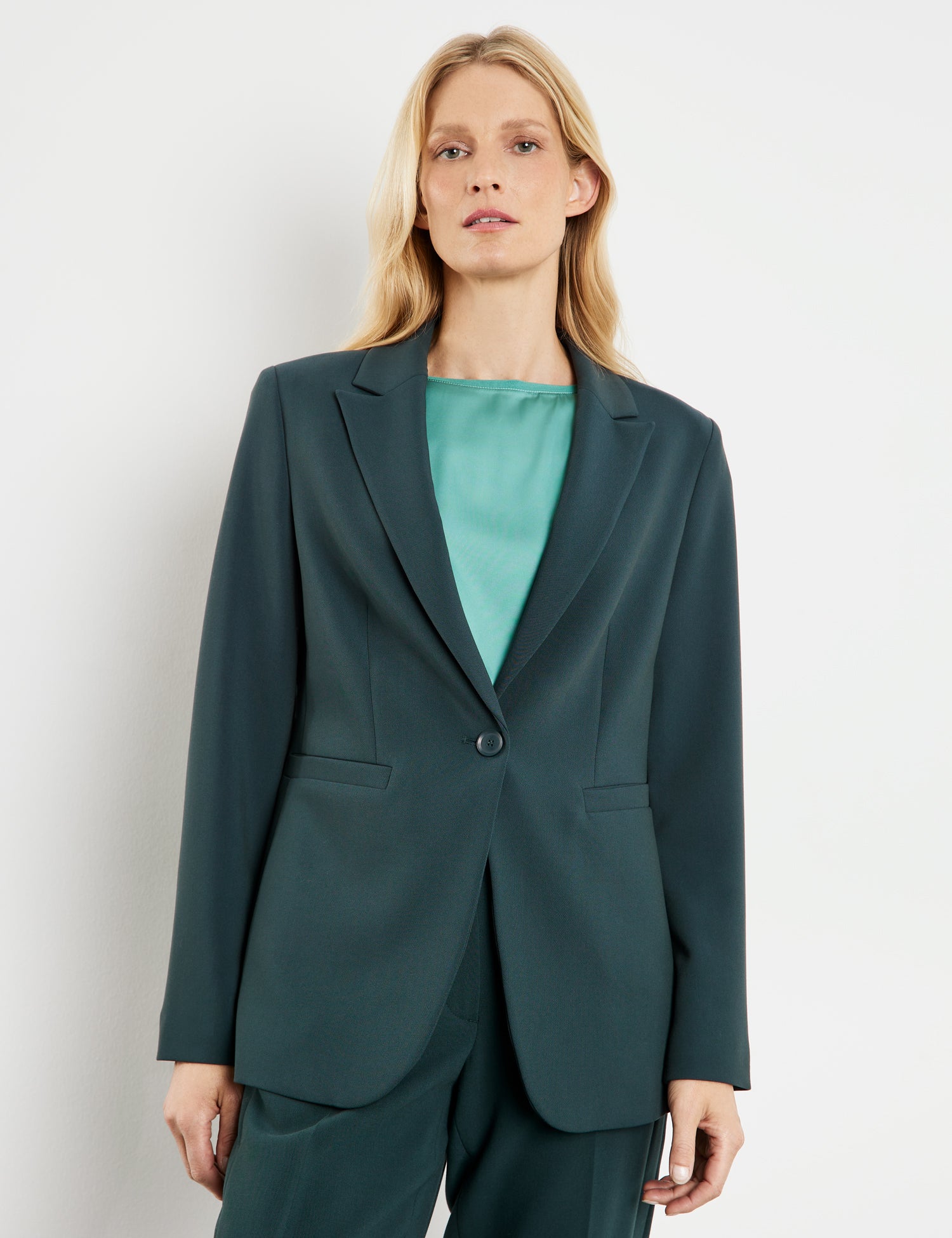 Klassischer Blazer mit Bewegungsschlitz GREEN TEAL Bild 5